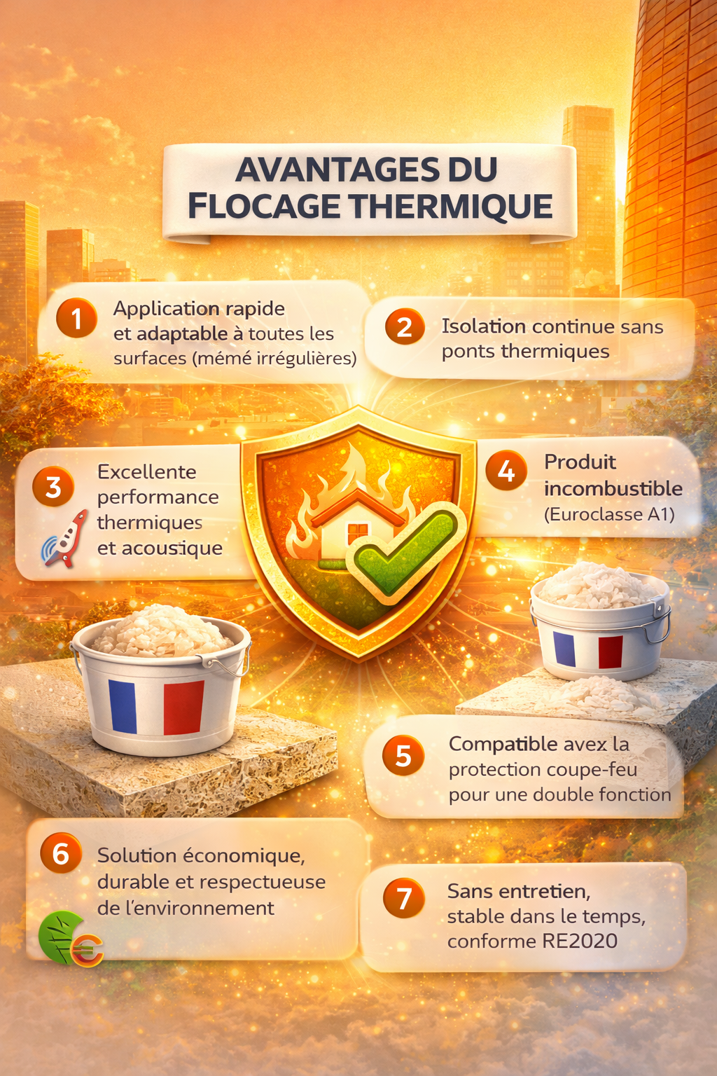 Avantages du flocage thermique - Isolation conforme RE2020